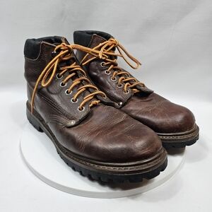 Vintage ALP 7206 Mens Brown Genuine Leather Work Boots Shoes Lace Up 9.5